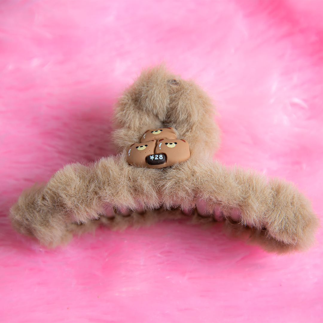 Big Fluffy Bear Hair Clip