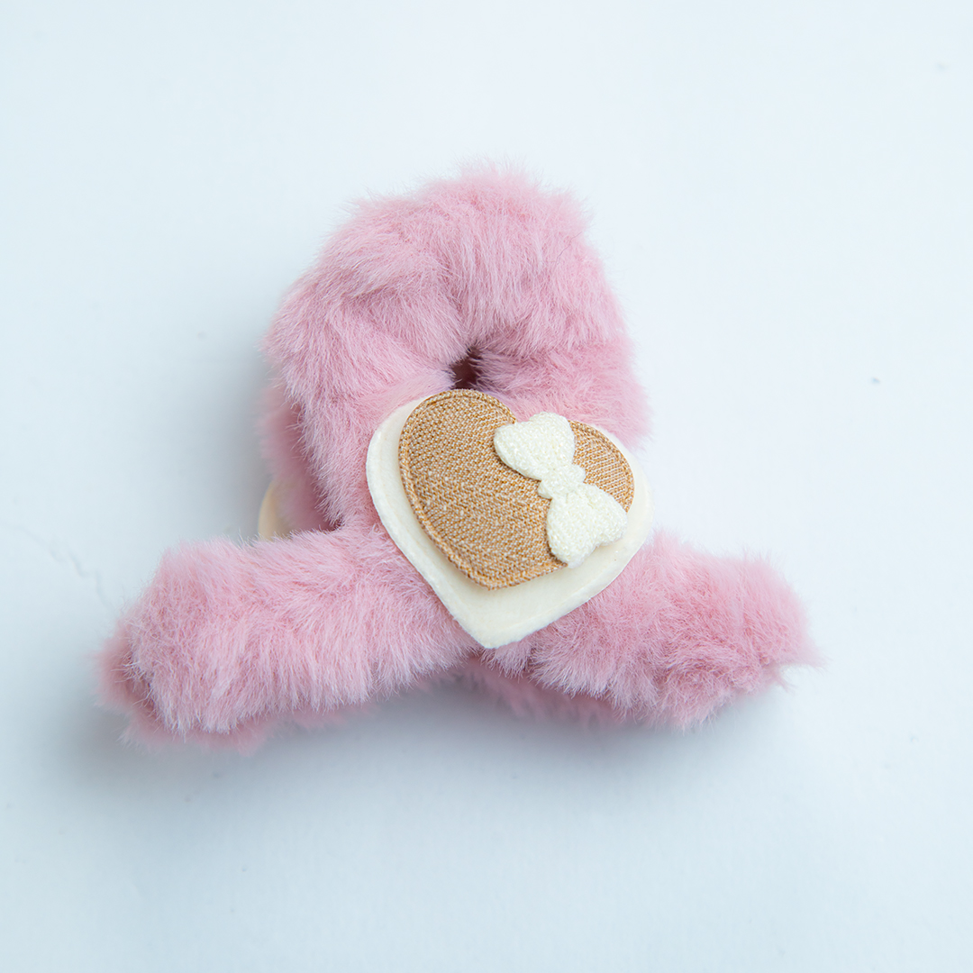 Cute Heart Fluffy Hair Clip