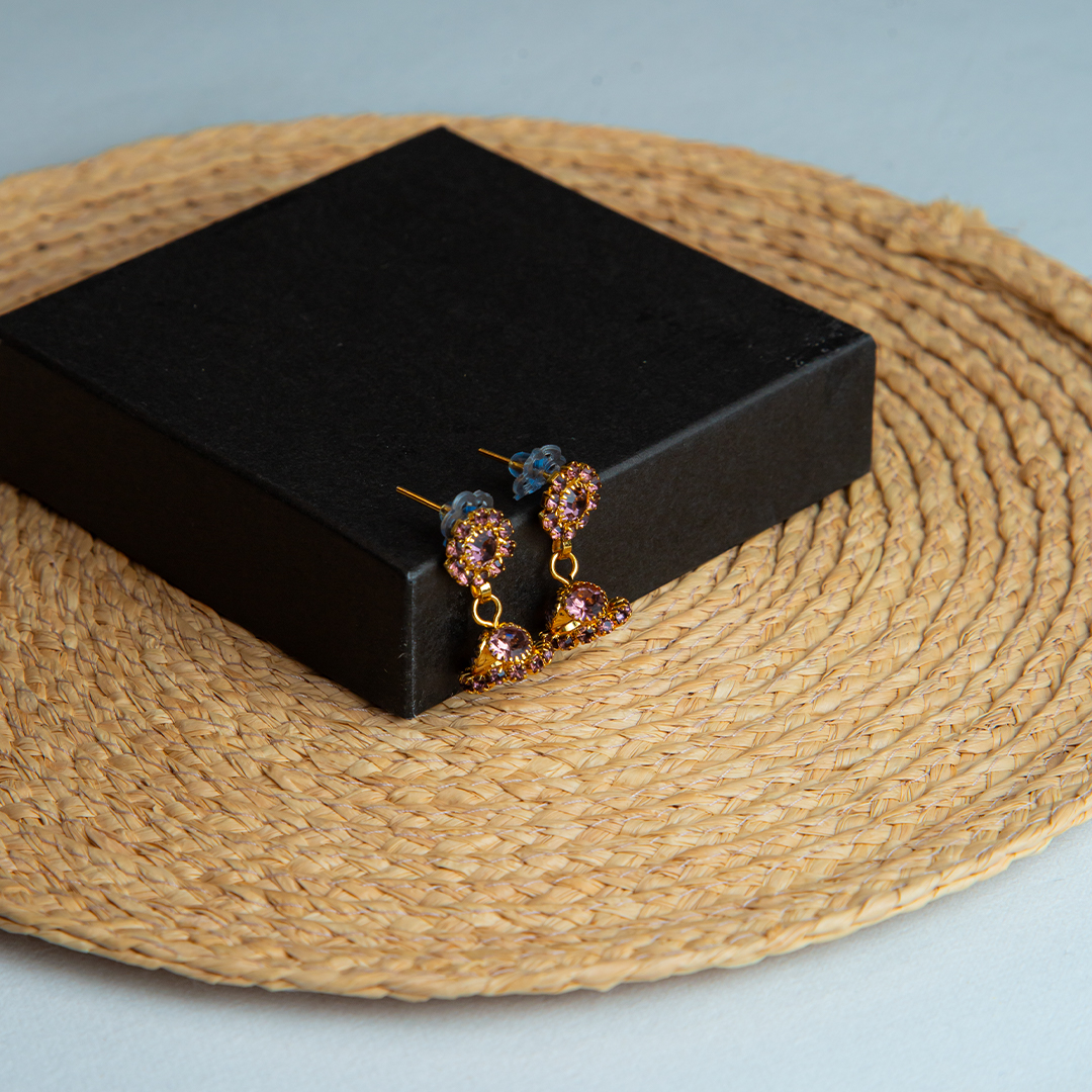 Gold Glitter Jhumka Earring