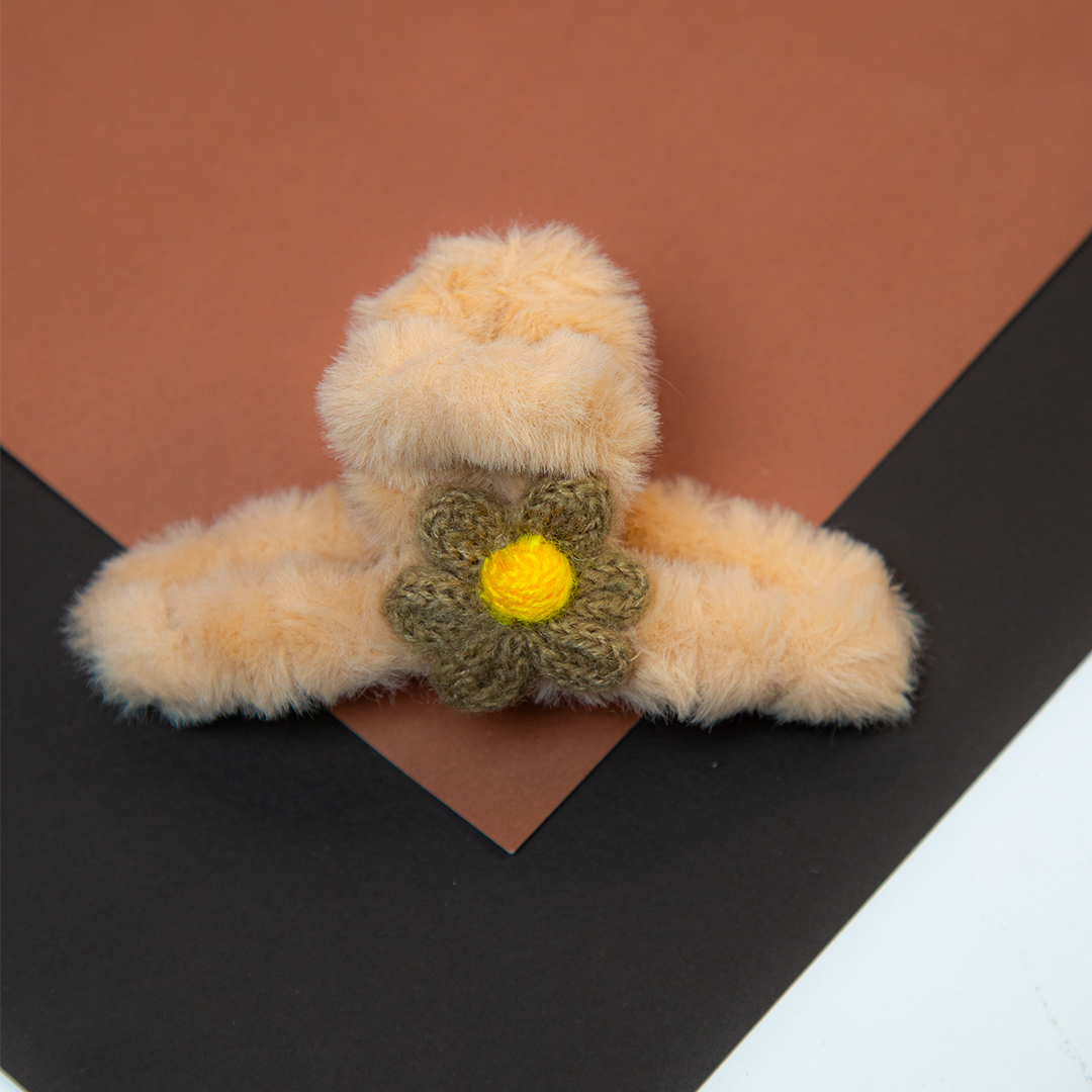 Fluffy Flower Big Hair Clip