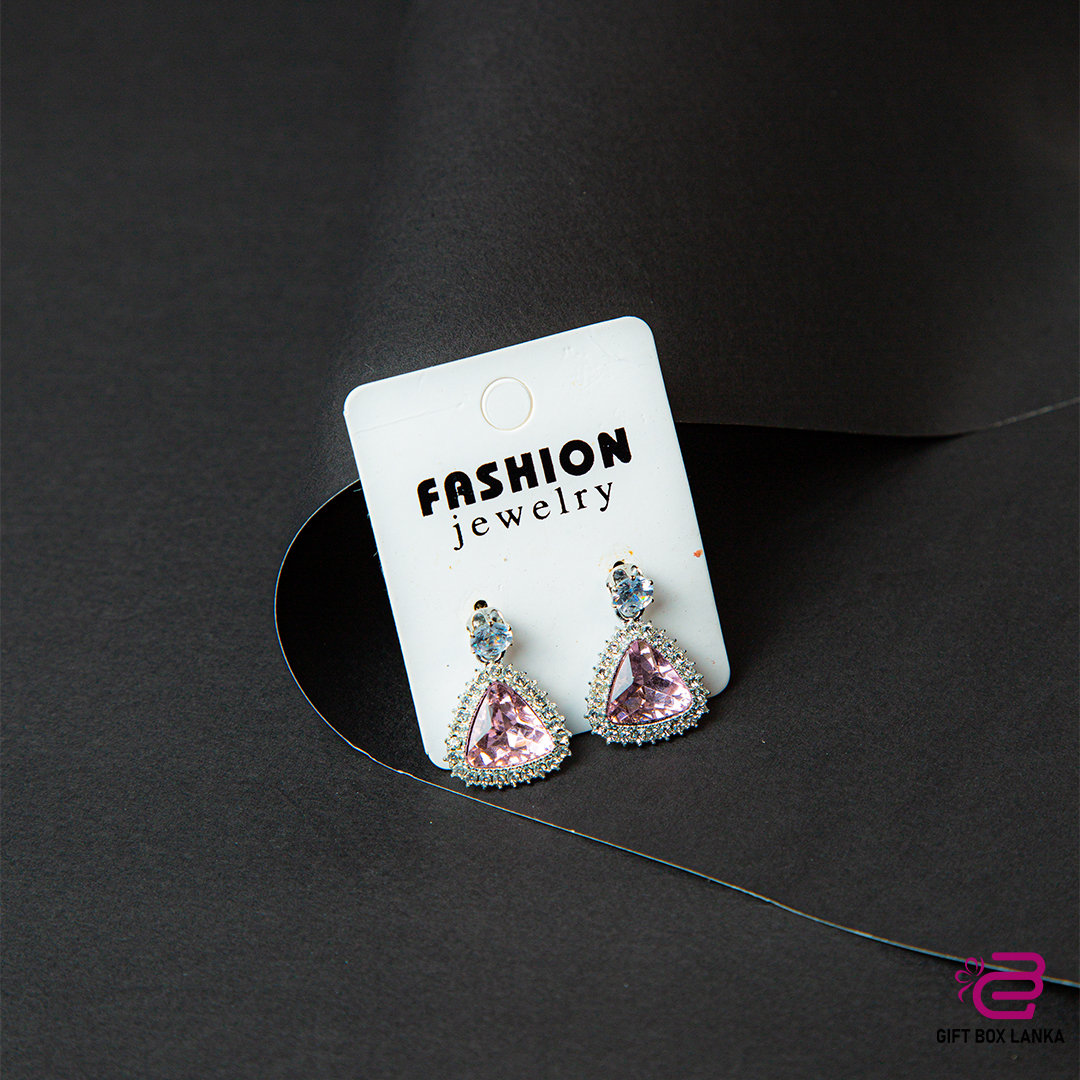 Silver Triangle Stone Earrings (D- 75)