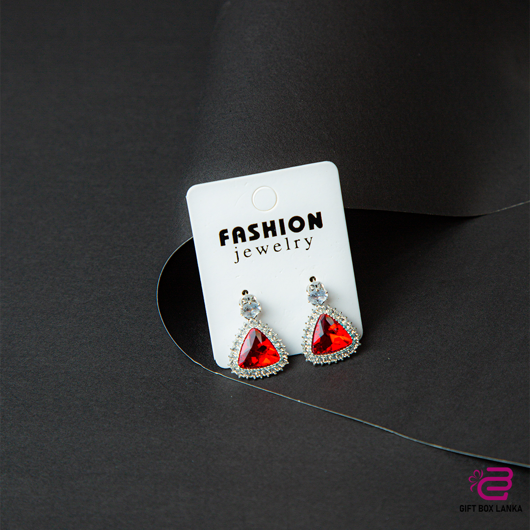 Silver Triangle Stone Earrings (D- 75)
