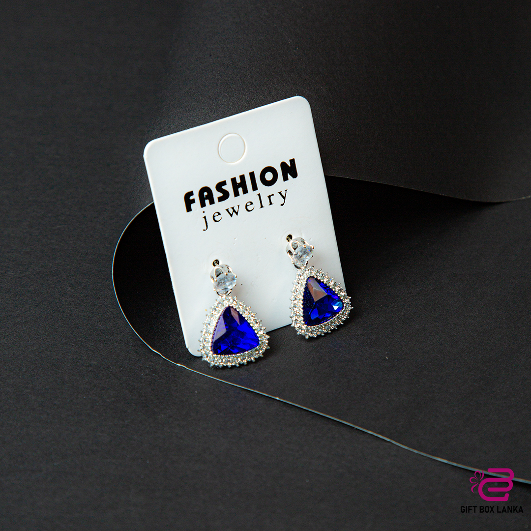 Silver Triangle Stone Earrings (D- 75)