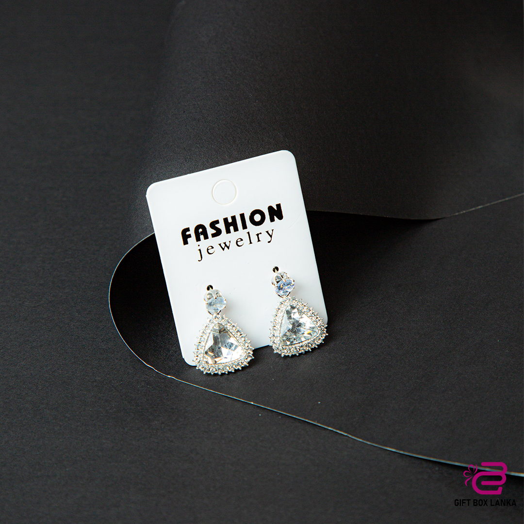 Silver Triangle Stone Earrings (D- 75)