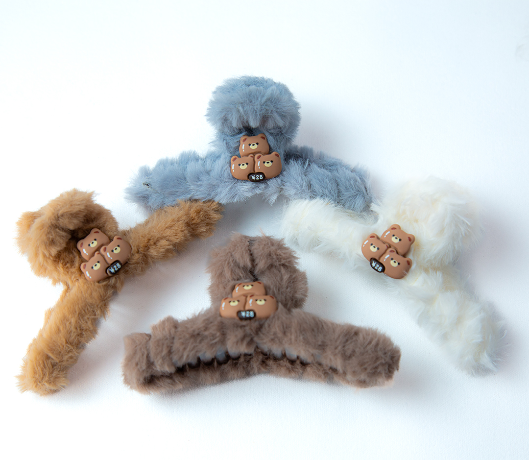 Big Fluffy Bear Hair Clip