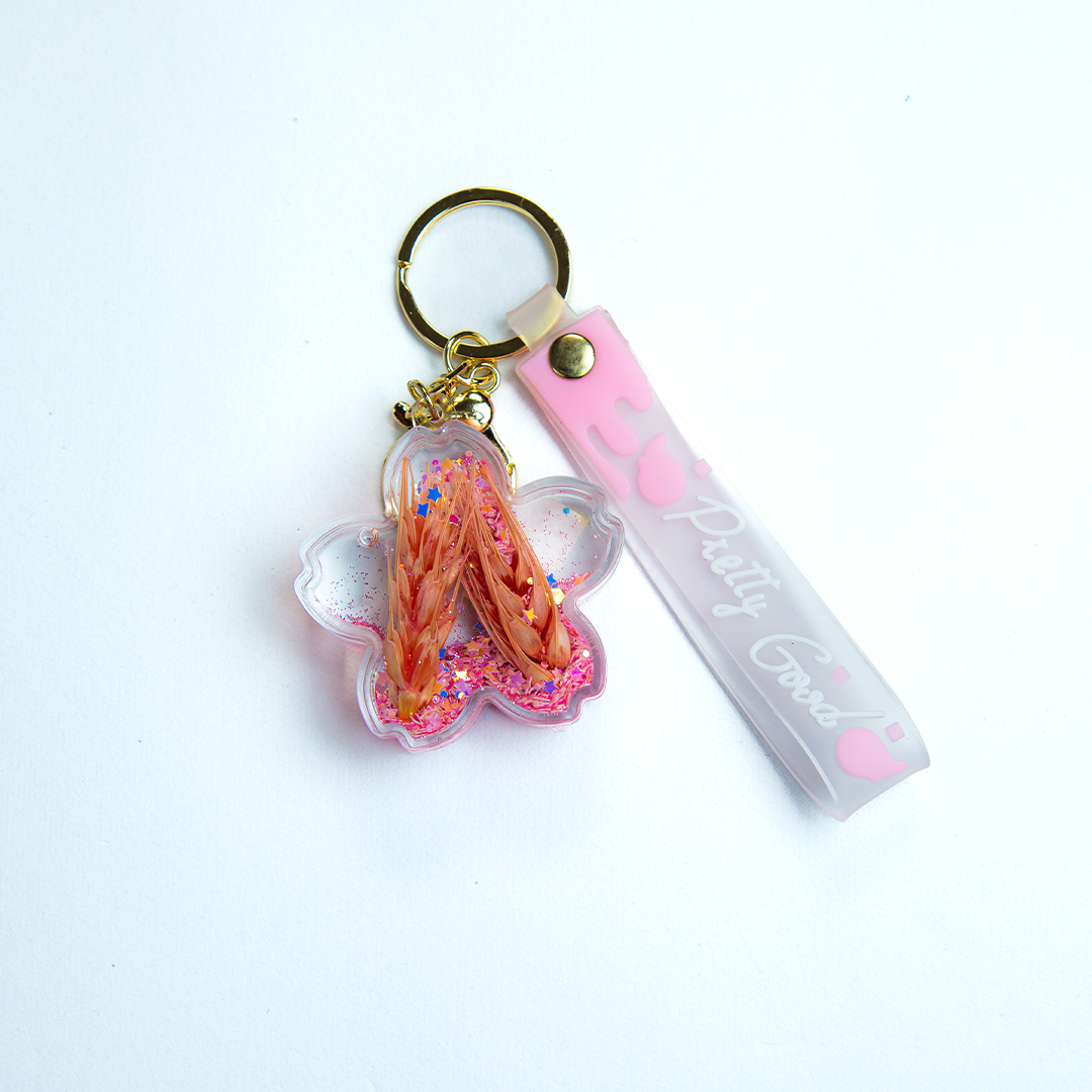 Pink Glitter Keytag -Flower