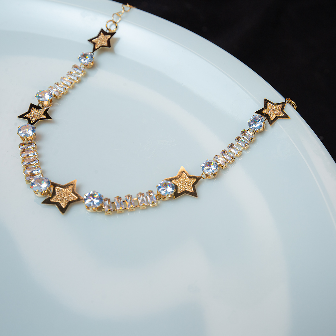 Gold Stone Anklet- Star