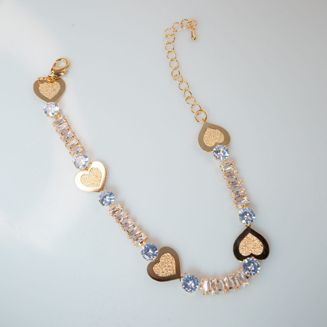Gold Stone Anklet-Heart