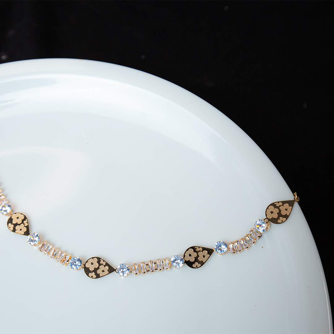 Gold Stone Anklet - Leaves