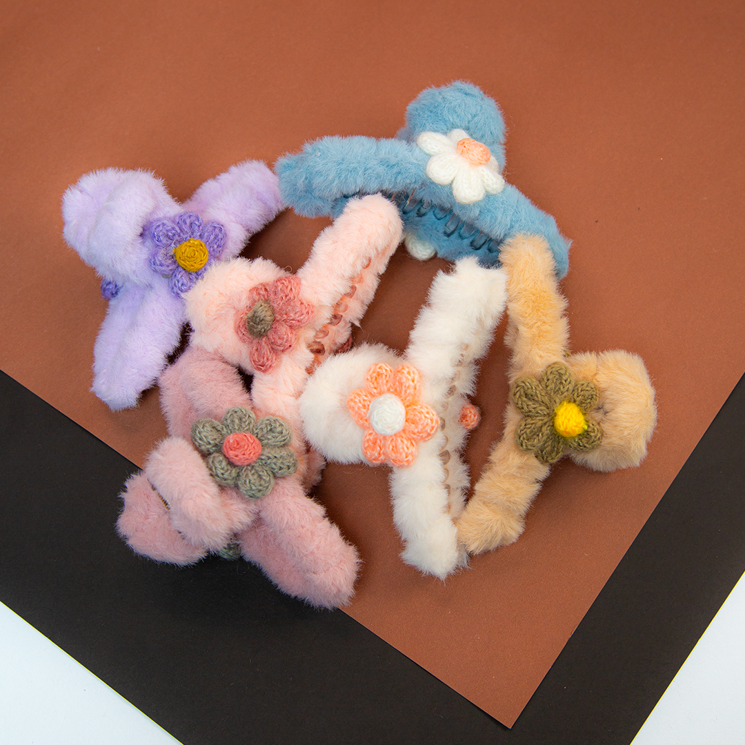 Fluffy Flower Big Hair Clip