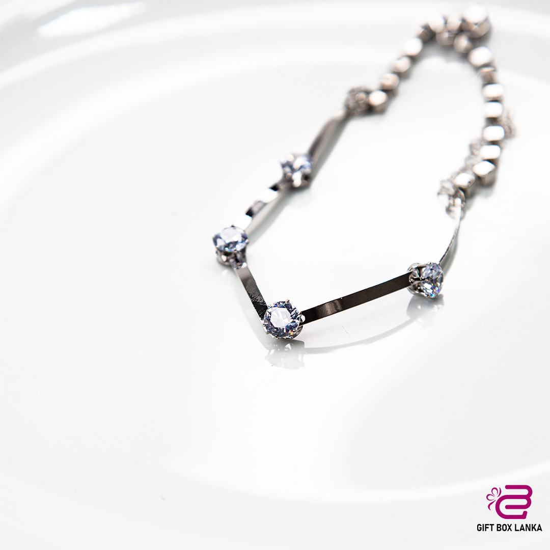 Silver Stone 2 Layer Bracelet (D-1069)