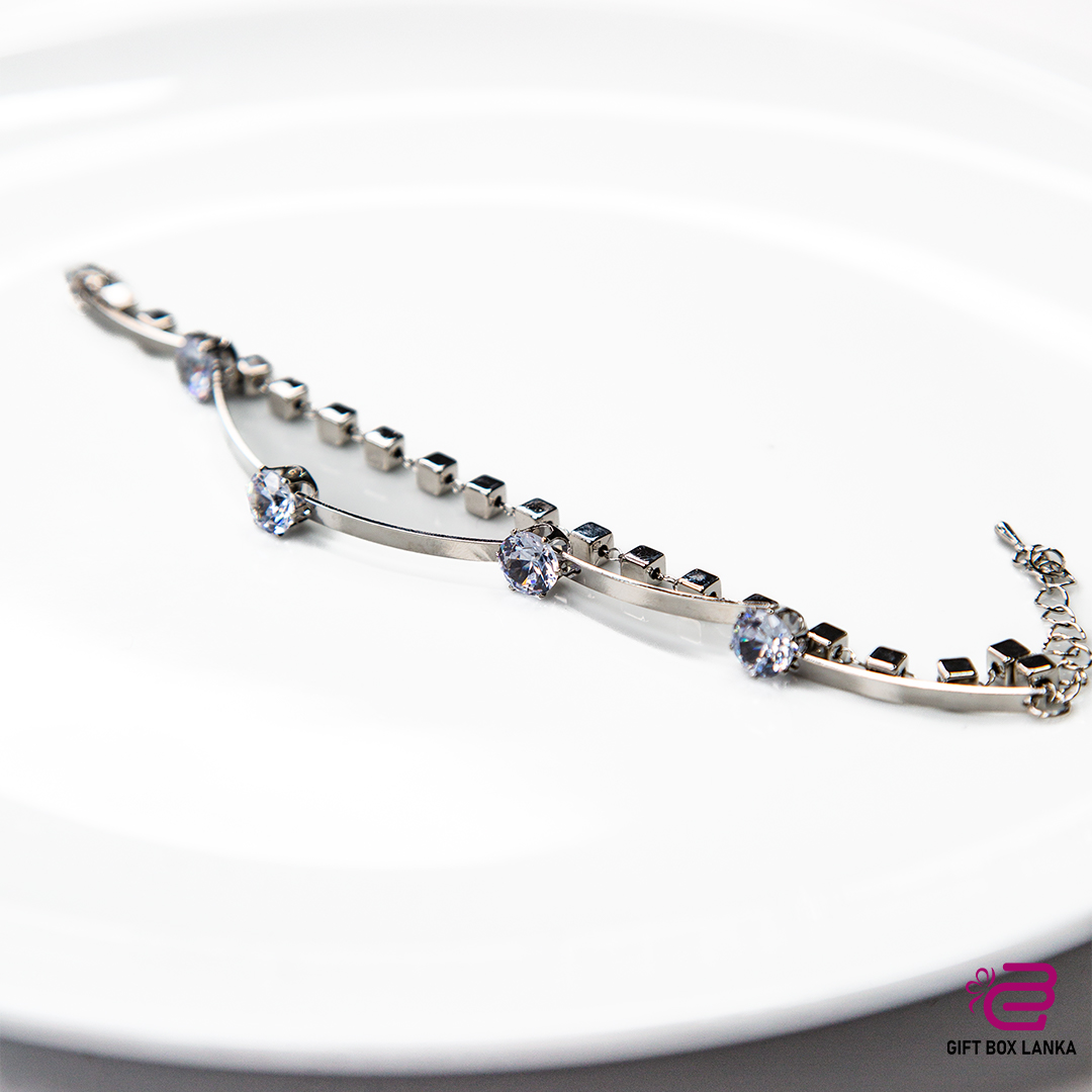 Silver Stone 2 Layer Bracelet (D-1069)