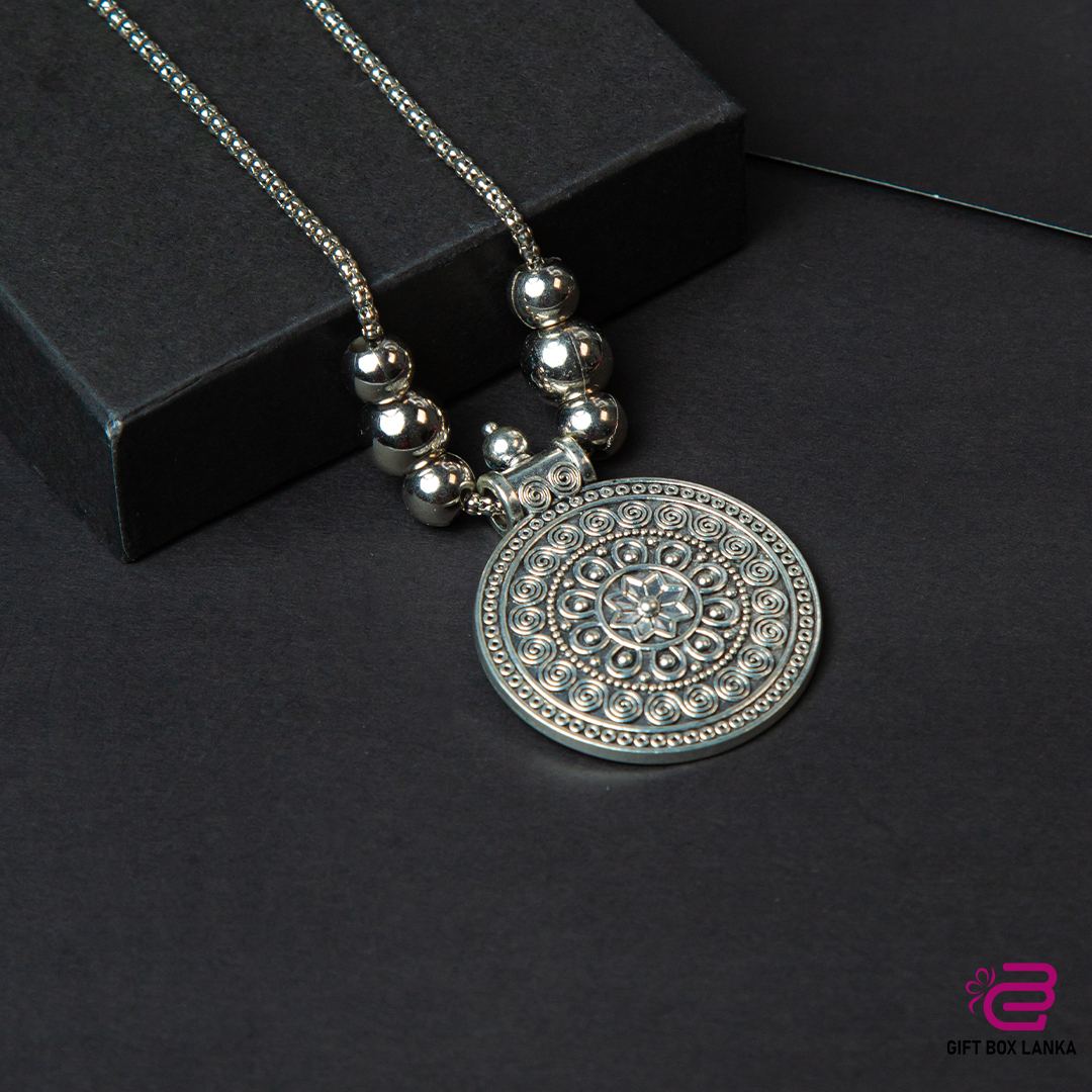 Silver Chain Beads Necklace (D- 184)