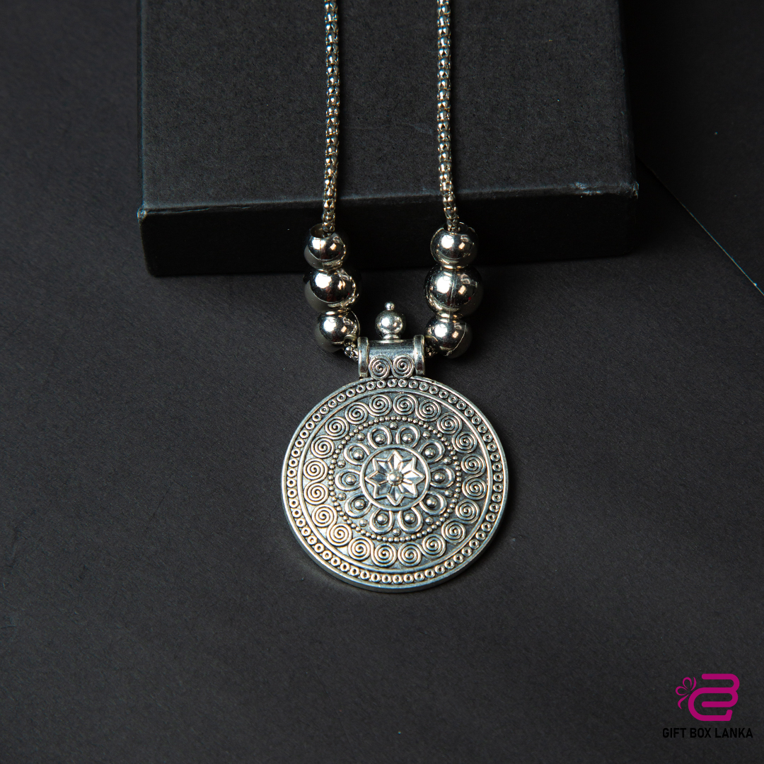 Silver Chain Beads Necklace (D- 184)