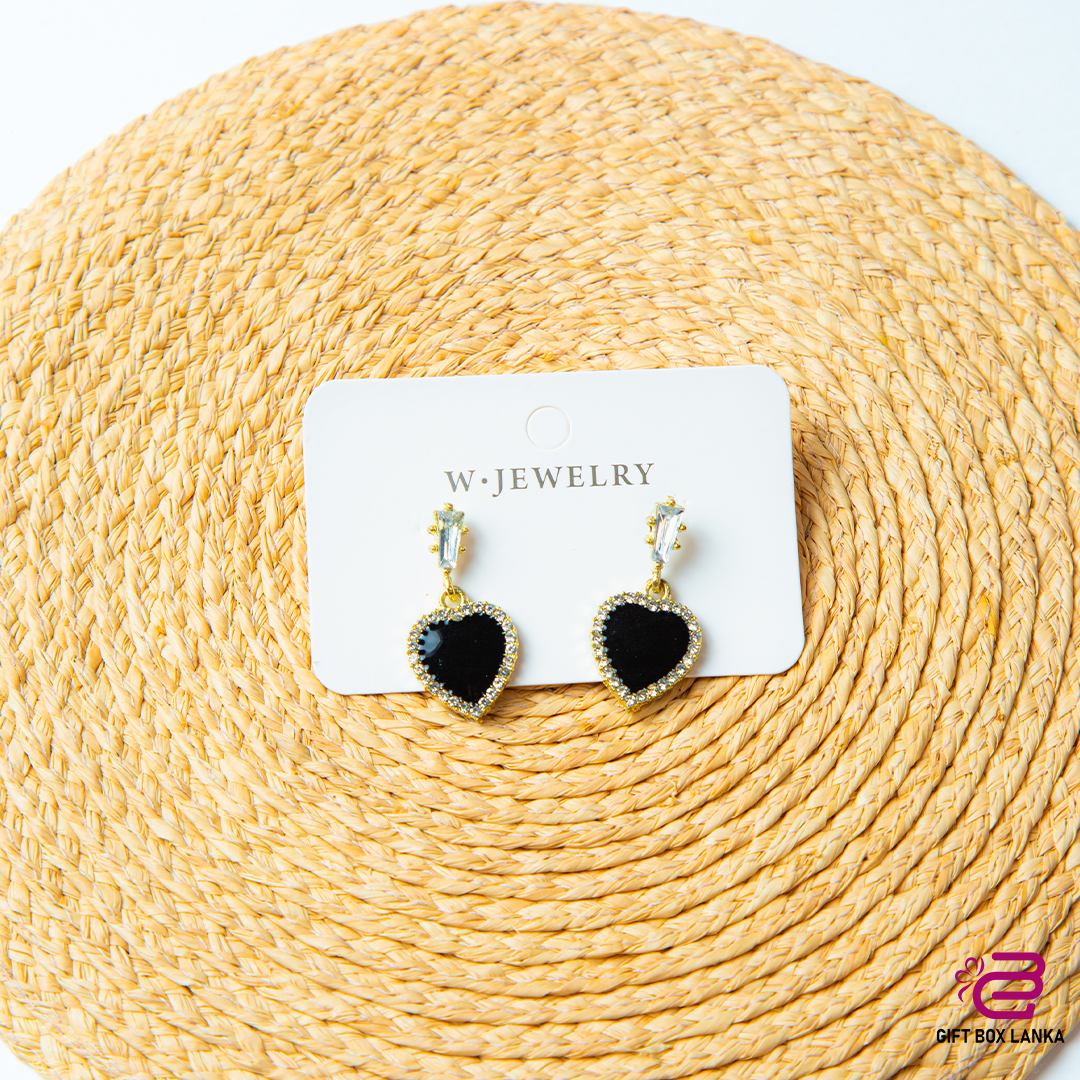 Black Heart Earrings (D- 91)