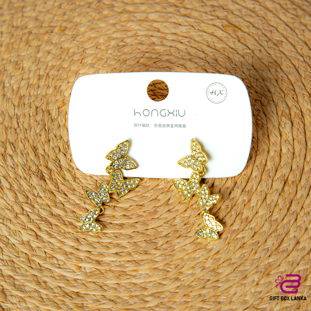 Gold Butterfly Earrings (D- 113)