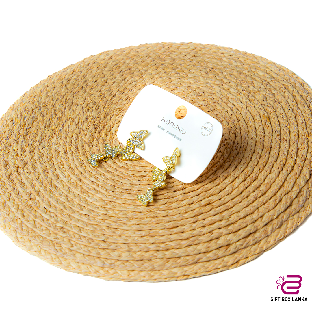 Gold Butterfly Earrings (D- 113)