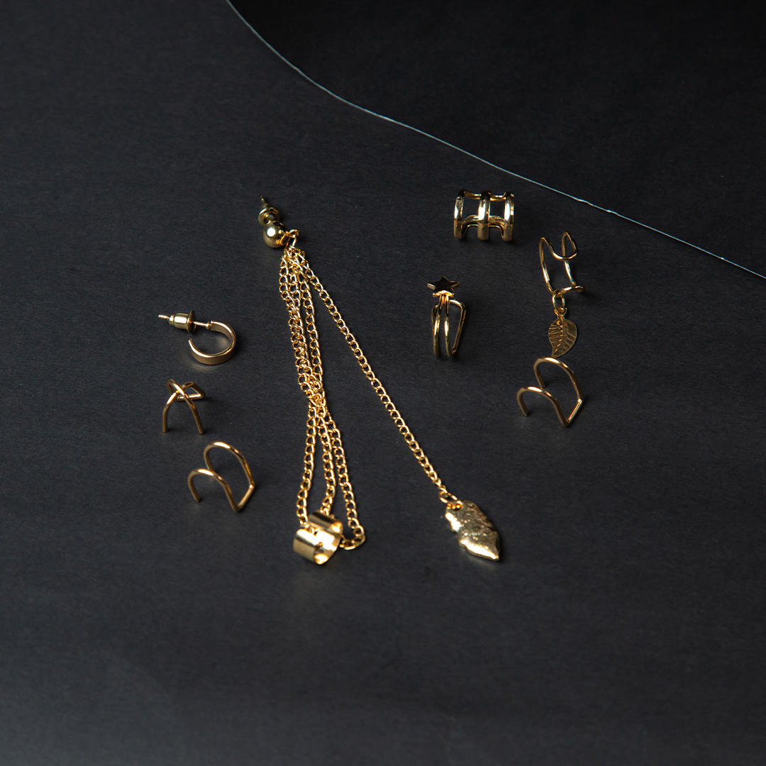 Gold Ear Cuff Earrings (D- 146)