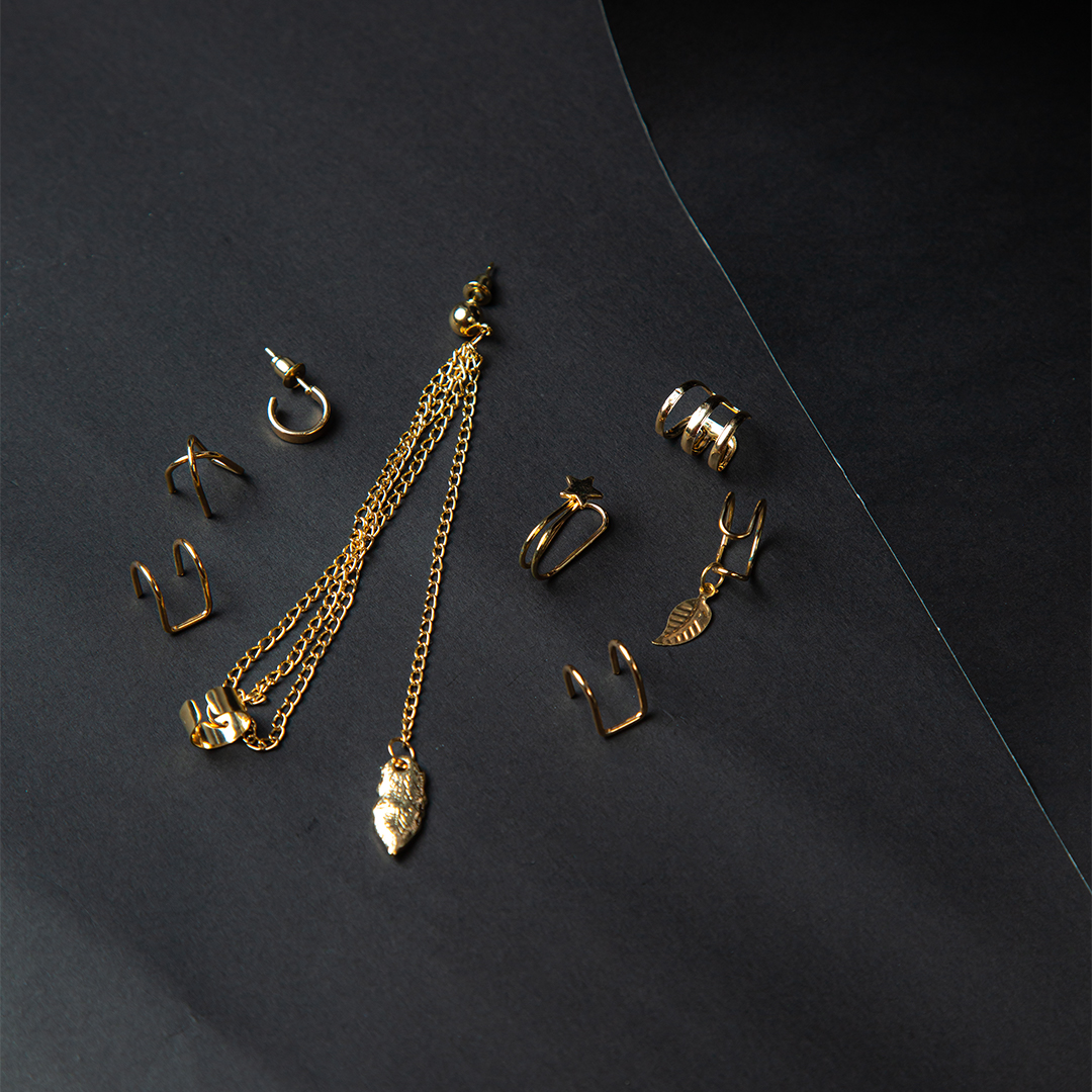 Gold Ear Cuff Earrings (D- 146)