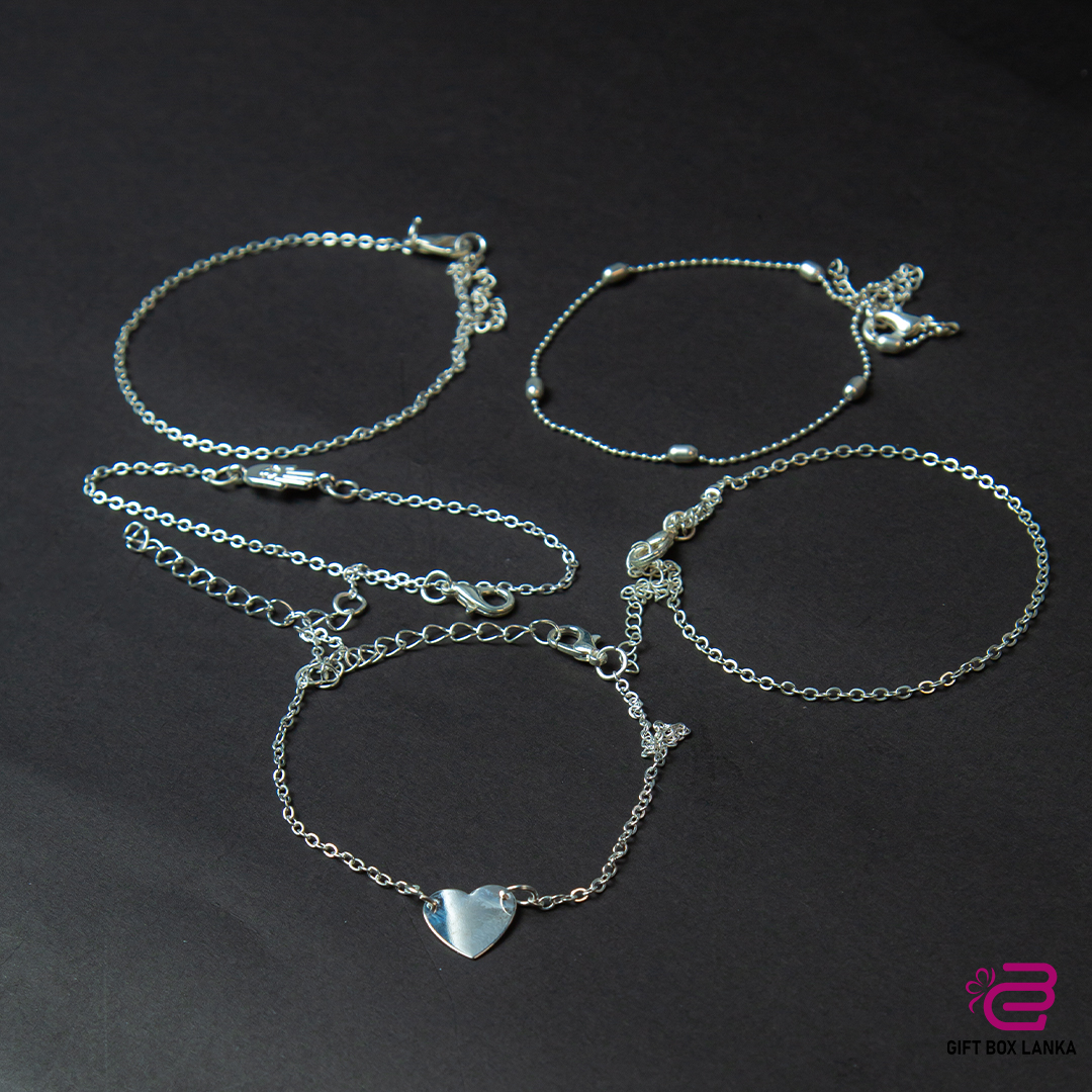 Silver Anklet 5Pcs Set (D- 186)