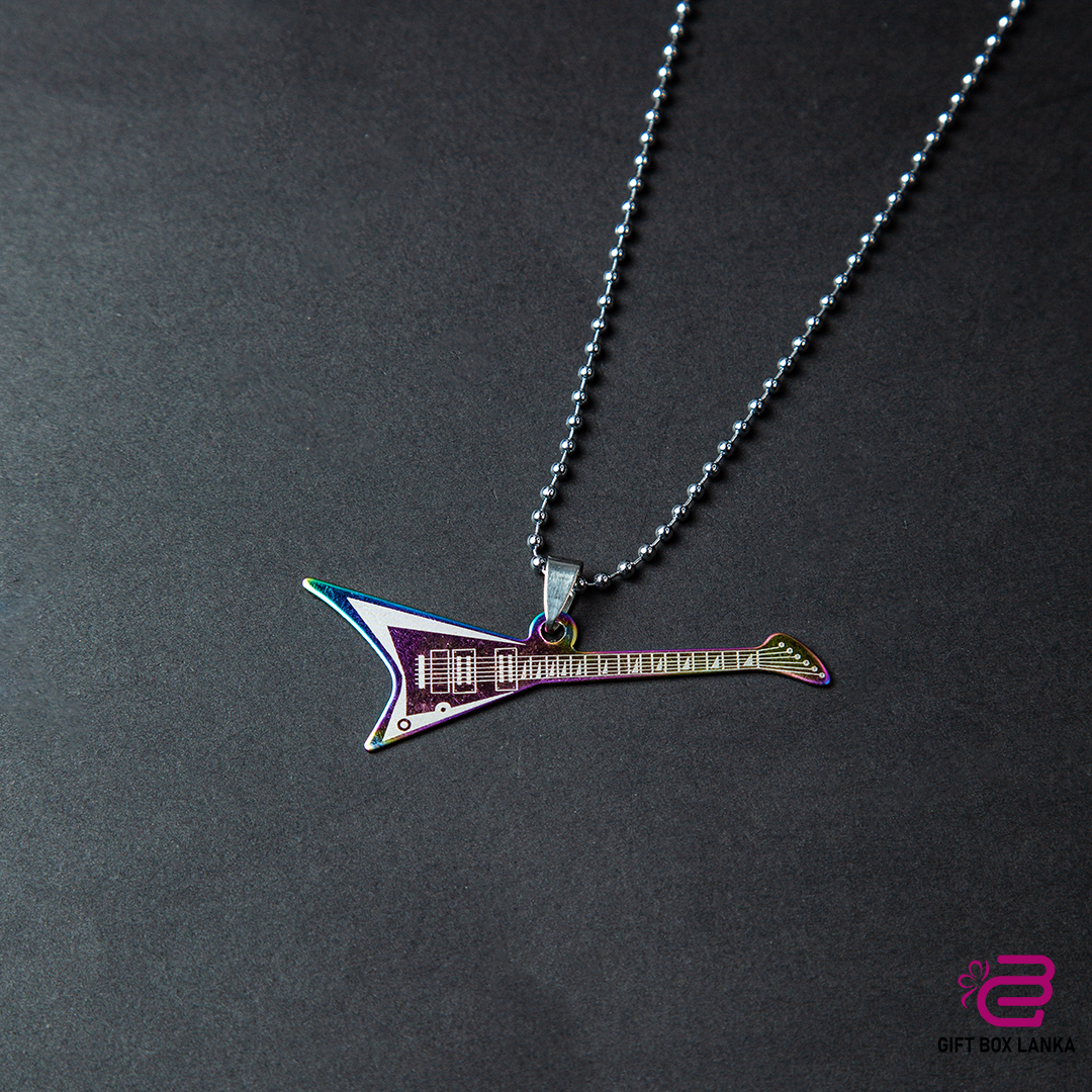 Silver Color Guitar Necklace  (D- 391)