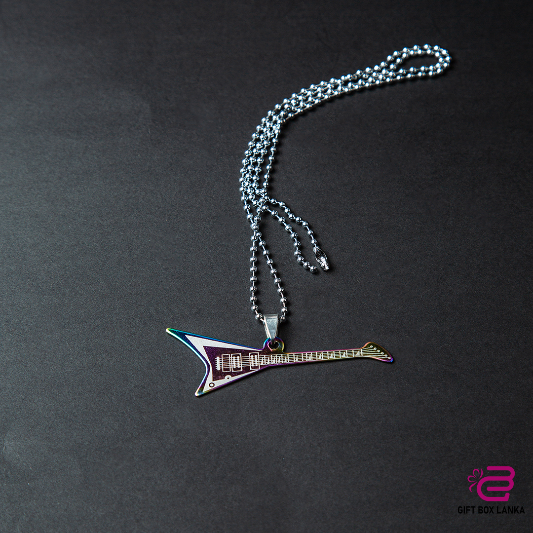 Silver Color Guitar Necklace  (D- 391)