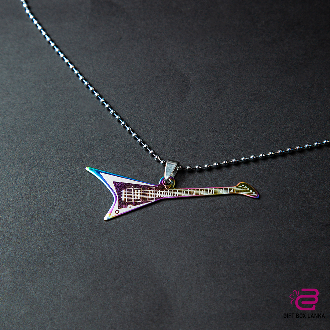 Silver Color Guitar Necklace  (D- 391)