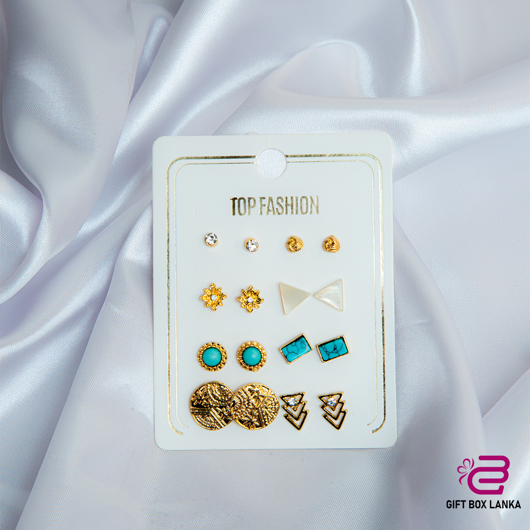 8Pcs Cute Gold Earrings Set -5
