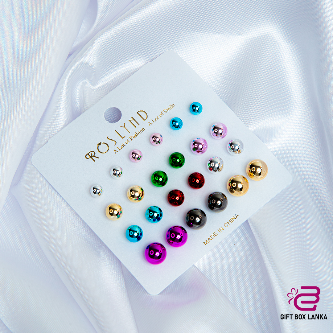 12pcs Pearl Multicolor Earring Set  1