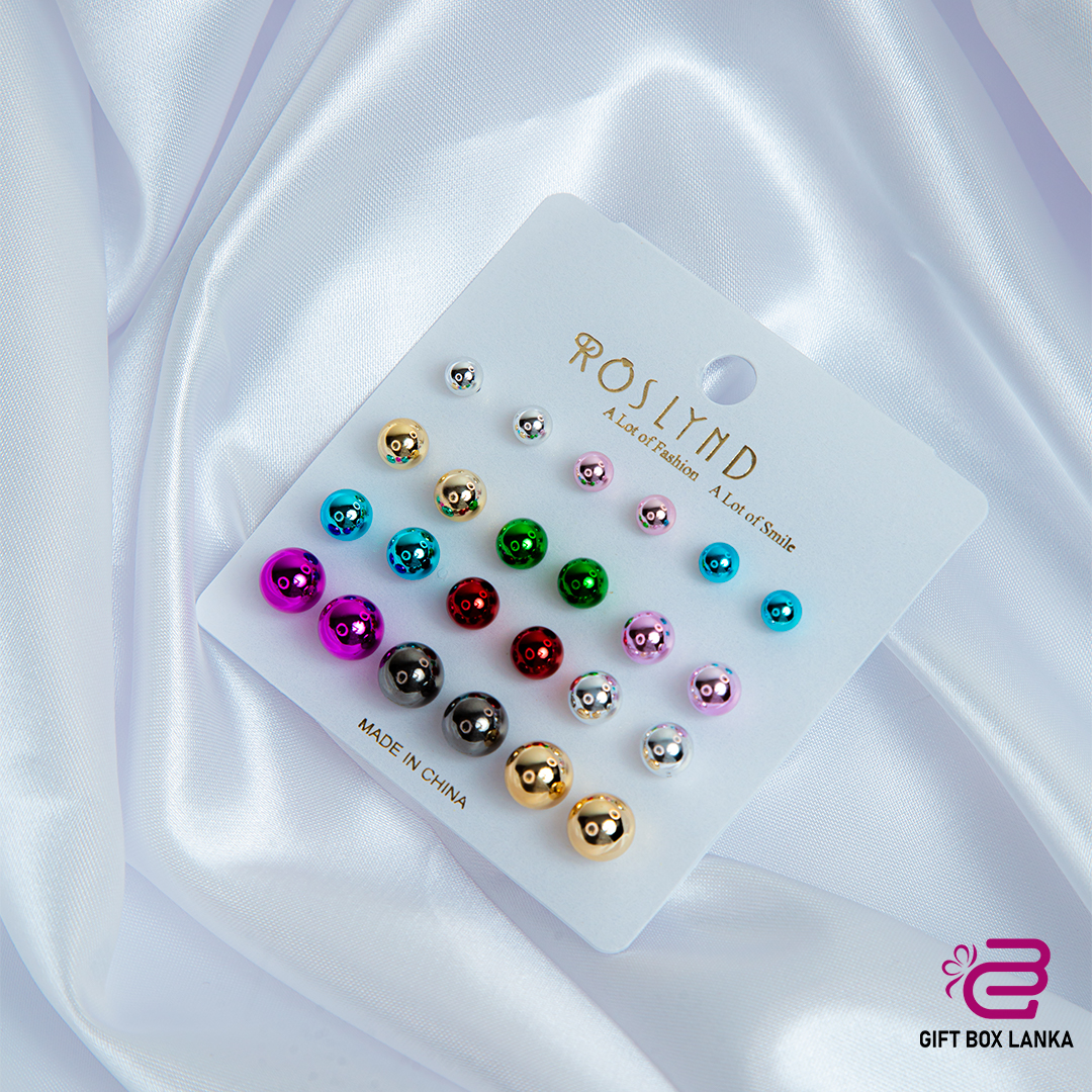 12pcs Pearl Multicolor Earring Set  1