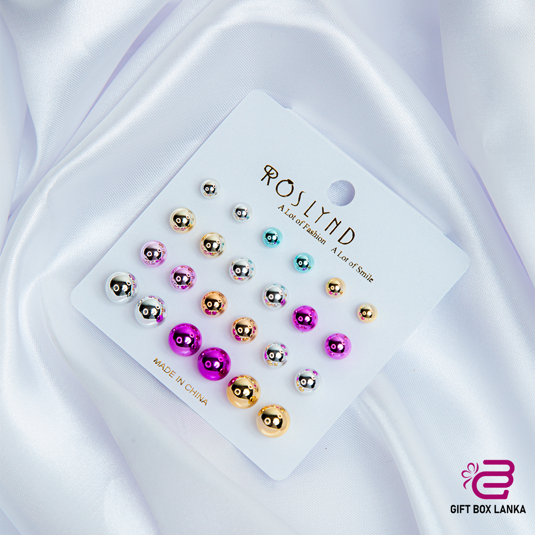 12pcs Pearl Multicolor Earring Set  -2