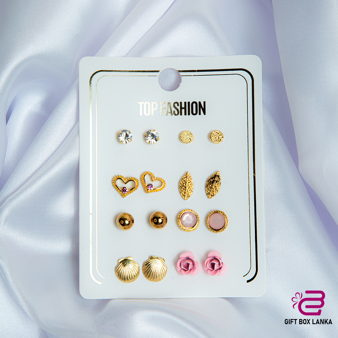 8Pcs Cute Gold Earrings Set-2