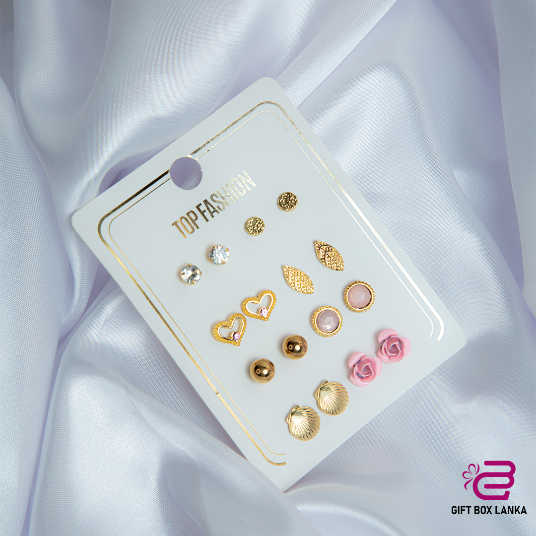 8Pcs Cute Gold Earrings Set-2