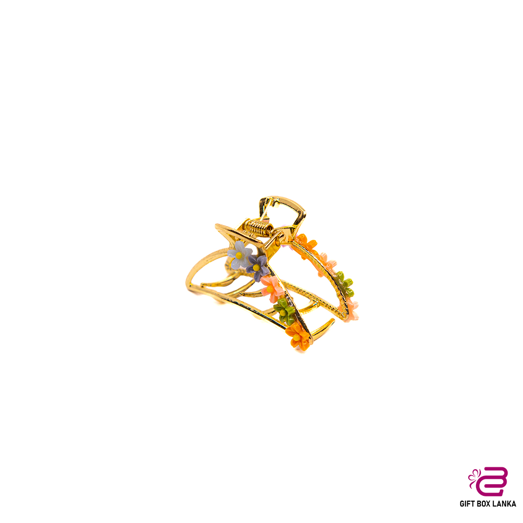 Flower Design Gold Hair Clip - M01