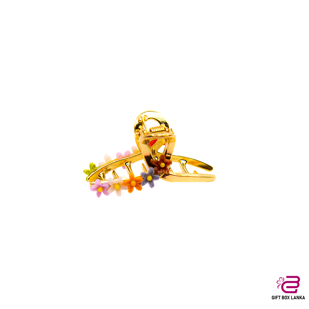 Flower Design Gold Hair Clip -M03