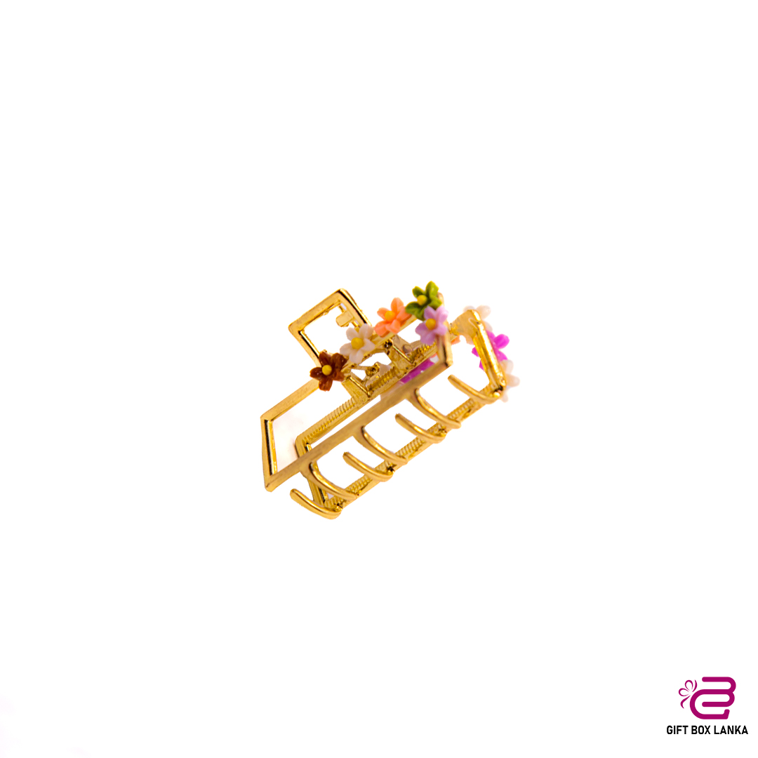 Flower Design Gold Hair Clip -M04