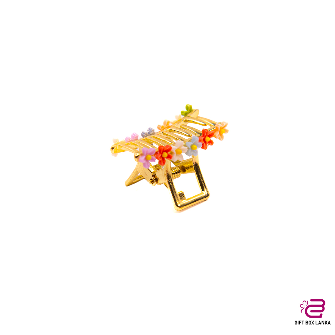 Flower Design Gold Hair Clip -M02