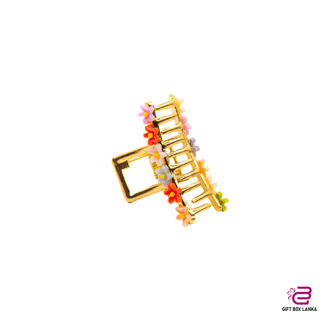 Flower Design Gold Hair Clip -M02