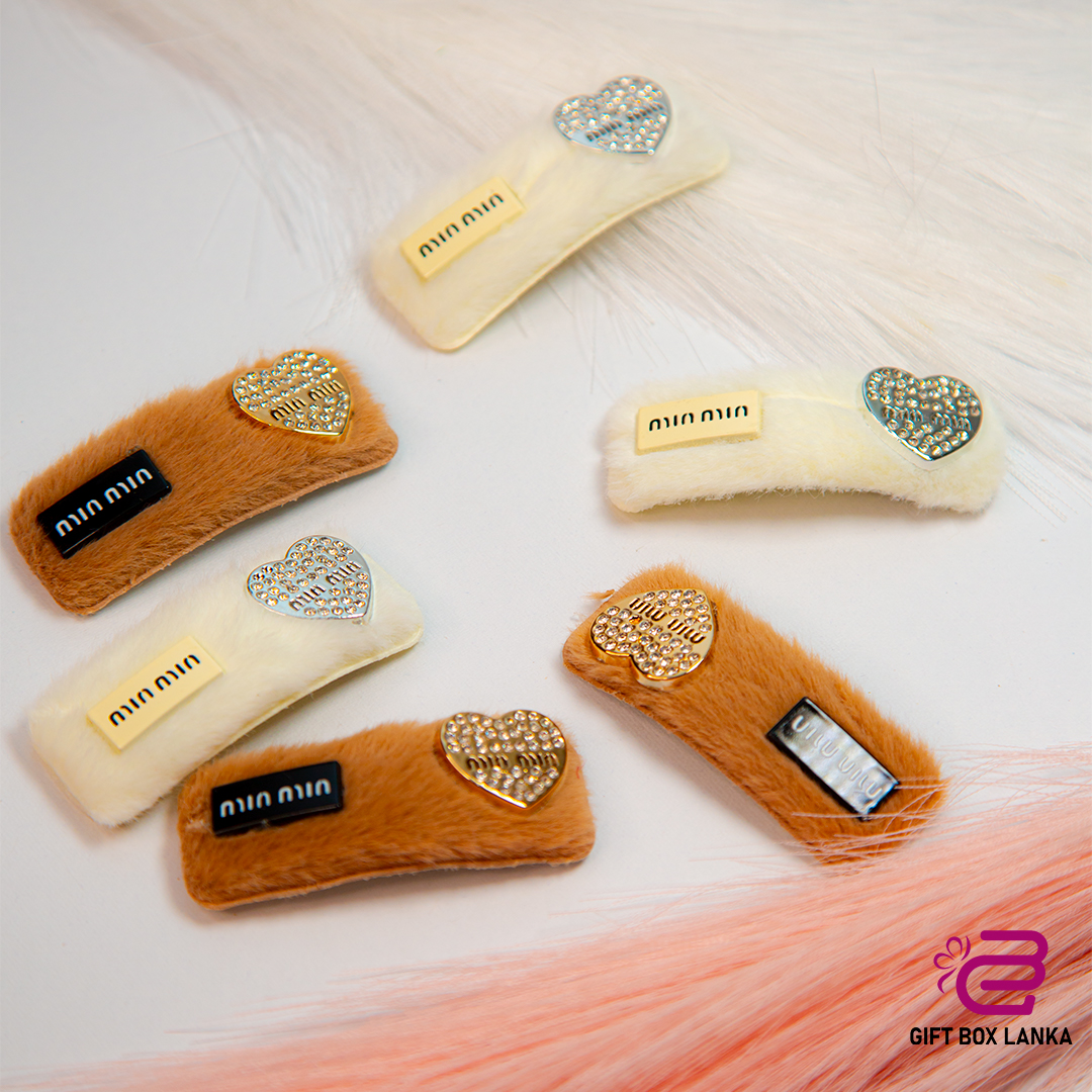 Fluffy Heart Hair Clips (D- 844)