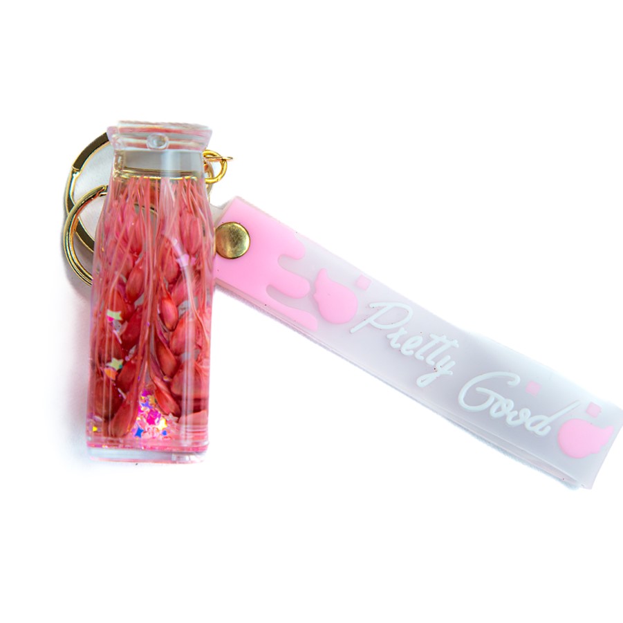 Cute Pink Glitter Keytag -Bottle (D-888-1)